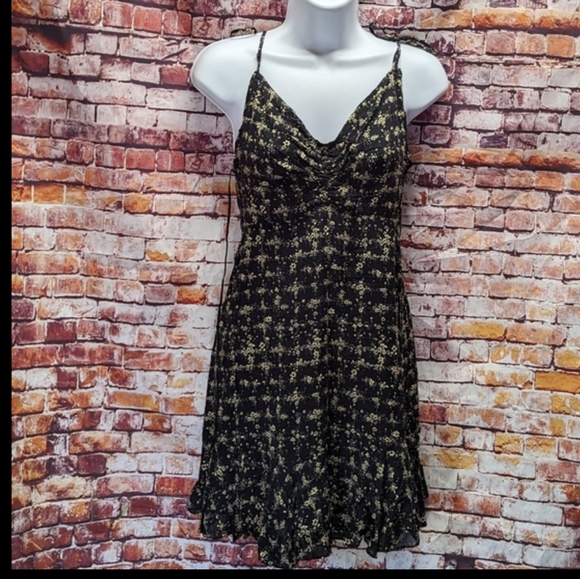 Free People Intimately Caught Up Ditsy Floral Black Slip Mini Dress - Picture 3 of 11